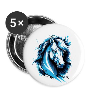 Dallas Pferd. Texas - Buttons klein 25 mm (5er Pack) - Weiß - Vorne