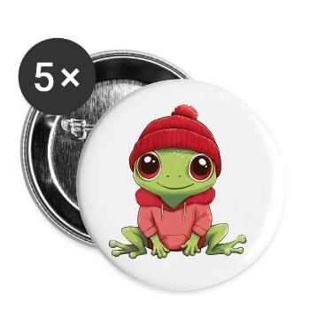 Frog Cute Cute Baby Kids Animal Cartoon - Buttons small 1''/25 mm (5-pack) - white - Front