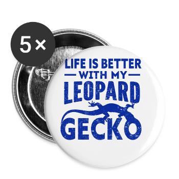 Gecko - Amphibie Tier - Buttons klein 25 mm (5er Pack) - Weiß - Vorne