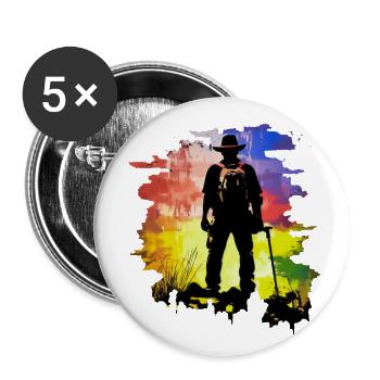 Schatzsucher mit Metalldetektor - Buttons klein 25 mm (5er Pack) - Weiß - Vorne