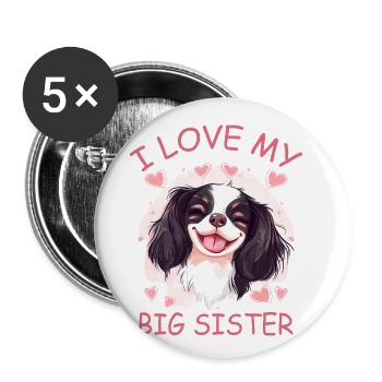 I love my big sister naissance bébé - Lot de 5 petits badges (25 mm) - blanc - Devant