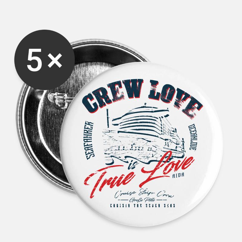 Crew Love #cruiseshipcrew - Buttons small 1''/25 mm (5-pack) - white