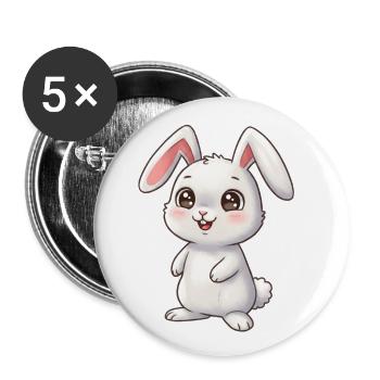 Animal Dessin Animé Lapin - Lot de 5 petits badges (25 mm) - blanc - Devant