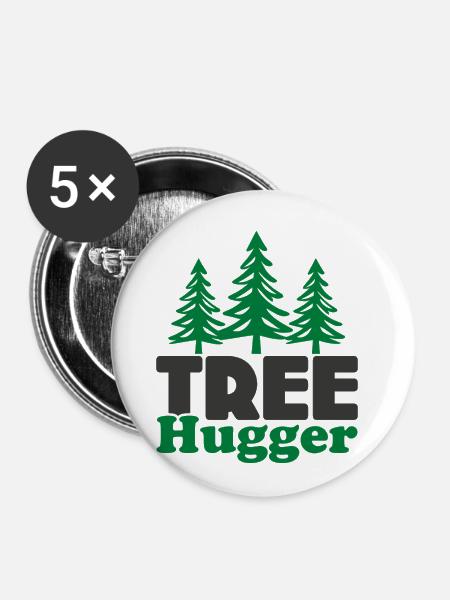 Baum-Umarmer - Buttons klein 25 mm (5er Pack) - Weiß