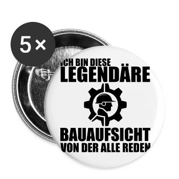 Bauleitung Baustelle Bauleiter Bauaufsicht - Buttons klein 25 mm (5er Pack) - Weiß - Vorne