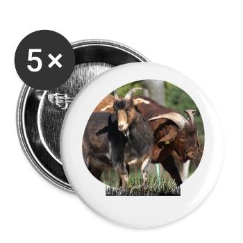 Ziegenböcke - Buttons klein 25 mm (5er Pack) - Weiß - Vorne