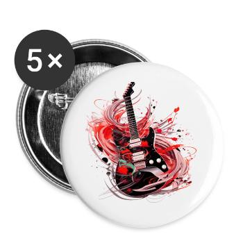 Guitare électrique Guitare Guitariste Instrument de musique Rock - Lot de 5 petits badges (25 mm) - blanc - Devant