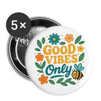 gute Stimmung | farbiges Sommer Design - Buttons klein 25 mm (5er Pack) - Weiß - Vorne