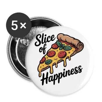 Slice of Happiness - Pizza - Buttons klein 25 mm (5er Pack) - Weiß - Vorne