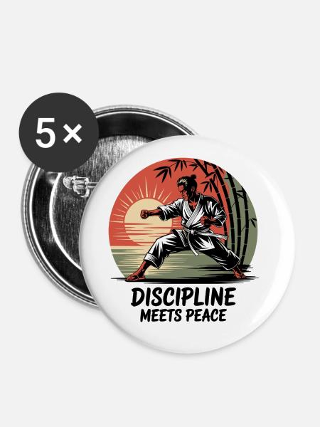 Discipline Meets Peace - Buttons klein 25 mm (5er Pack) - Weiß