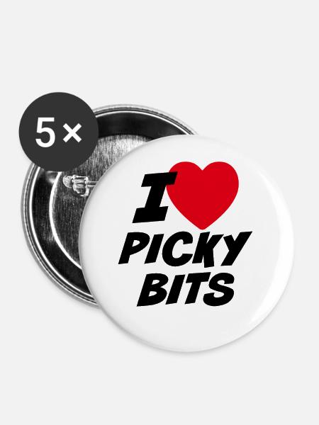 Ich liebe wählerische Bits - Buttons klein 25 mm (5er Pack) - Weiß