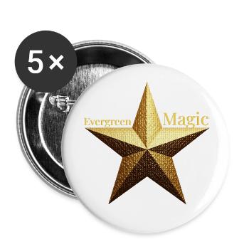 Evergreen Magic - Goldener Weihnachtsstern Design - Buttons klein 25 mm (5er Pack) - Weiß - Vorne