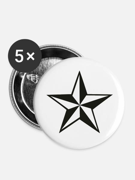 Großer Stern - Buttons klein 25 mm (5er Pack) - Weiß