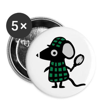 Détective Souris - Rat - Lot de 5 petits badges (25 mm) - blanc - Devant