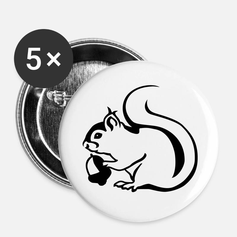 Eichhörnchen - Buttons klein 25 mm (5er Pack) - Weiß