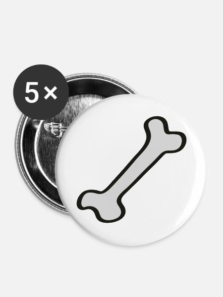 Knochen - Bone 2 - Buttons klein 25 mm (5er Pack) - Weiß