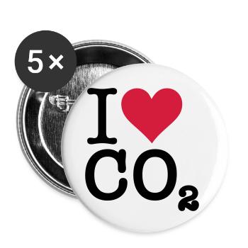 I Love CO2 - Buttons small 1''/25 mm (5-pack) - white - Front