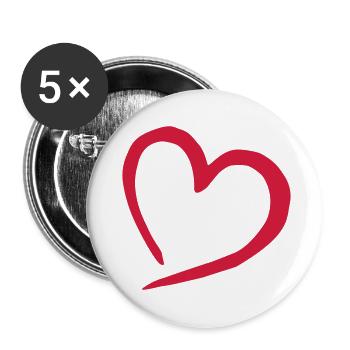 herz - Buttons klein 25 mm (5er Pack) - Weiß - Vorne