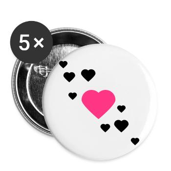 herzen - Buttons klein 25 mm (5er Pack) - Weiß - Vorne