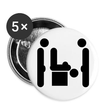 partie a trois - Lot de 5 petits badges (25 mm) - blanc - Devant