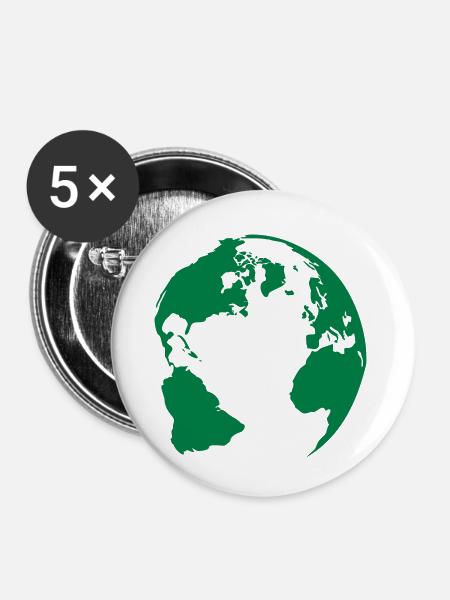 erde - Buttons klein 25 mm (5er Pack) - Weiß