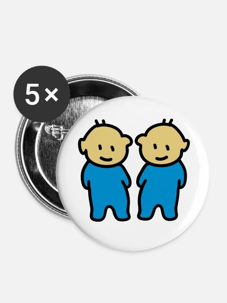 Zwillinge - Twins - Buttons klein 25 mm (5er Pack) - Weiß