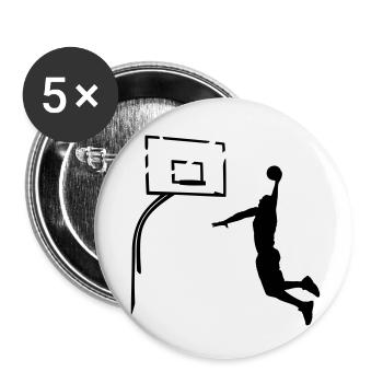 Basketball Slam Dunk Korb Brett Dunkin - Buttons klein 25 mm (5er Pack) - Weiß - Vorne