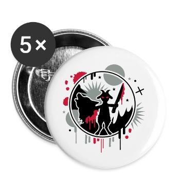 Le loup et la chèvre - Lot de 5 petits badges (25 mm) - blanc - Devant