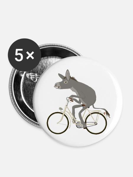 Esel fährt Drahtesel - Buttons klein 25 mm (5er Pack) - Weiß