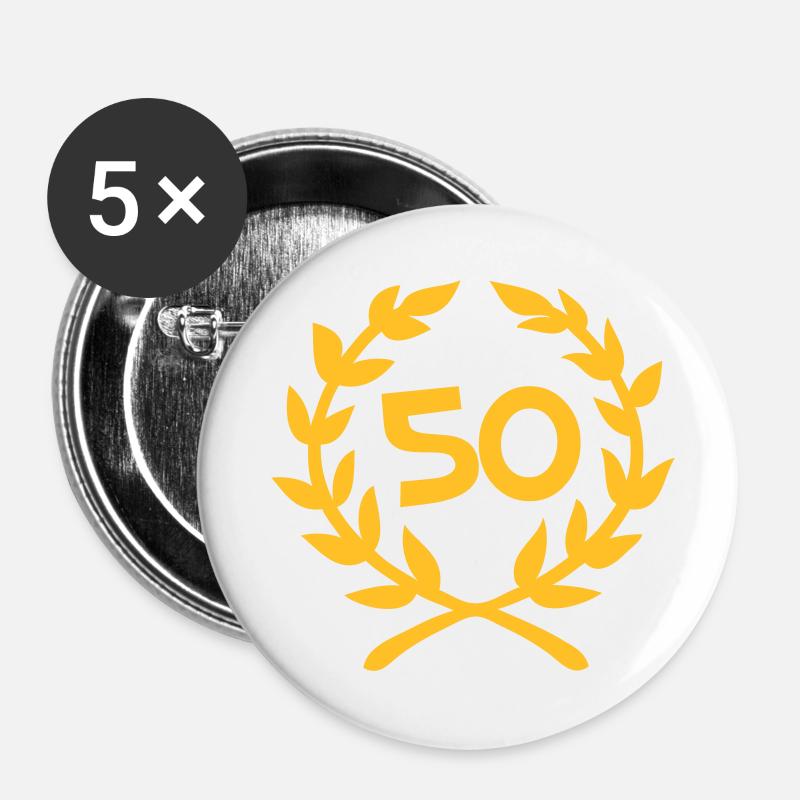 50 - Lot de 5 petits badges (25 mm) - blanc
