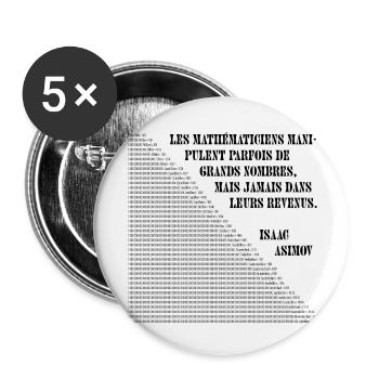 Grands nombres - Lot de 5 petits badges (25 mm) - blanc - Devant
