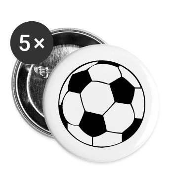 Ballon de foot - Lot de 5 petits badges (25 mm) - blanc - Devant