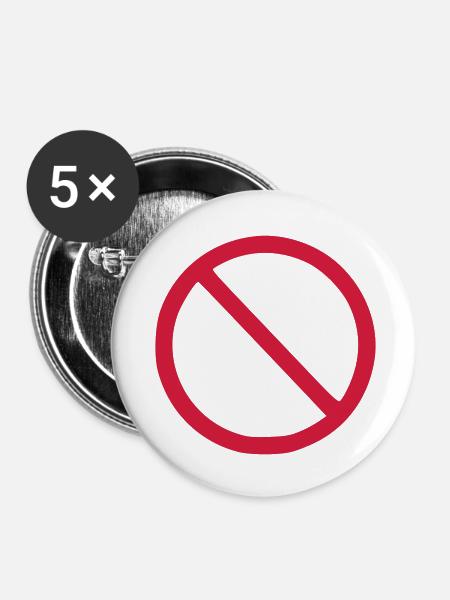 Stopp - Buttons klein 25 mm (5er Pack) - Weiß
