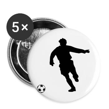 footballeur silhouette, couleur au choix - Lot de 5 petits badges (25 mm) - blanc - Devant