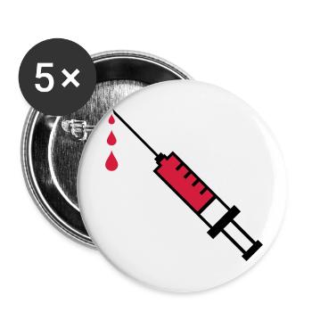 Spritze Blut - Buttons klein 25 mm (5er Pack) - Weiß - Vorne