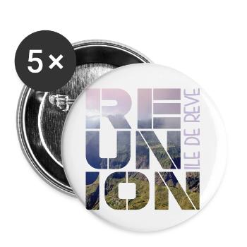 Tee Shirt France Réunion 974 Île de rêve II - Lot de 5 petits badges (25 mm) - blanc - Devant
