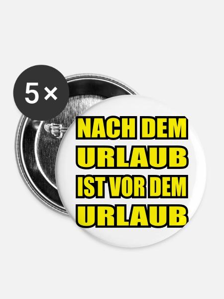 urlaub - Buttons klein 25 mm (5er Pack) - Weiß