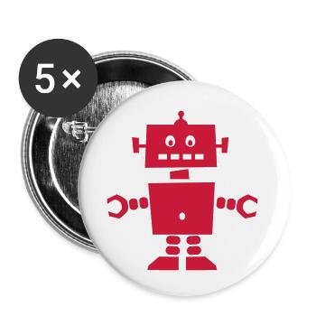 Roboter - Buttons klein 25 mm (5er Pack) - Weiß - Vorne