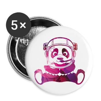 Pandanaut Hipster Geek Space Panda - Buttons small 1''/25 mm (5-pack) - white - Front