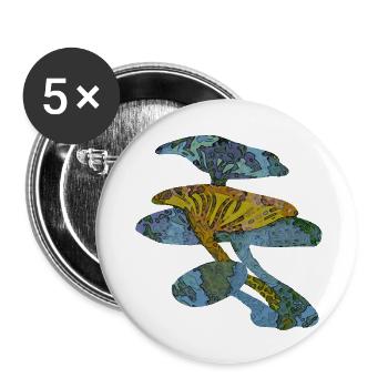 Blaue Pilze - Buttons klein 25 mm (5er Pack) - Weiß - Vorne