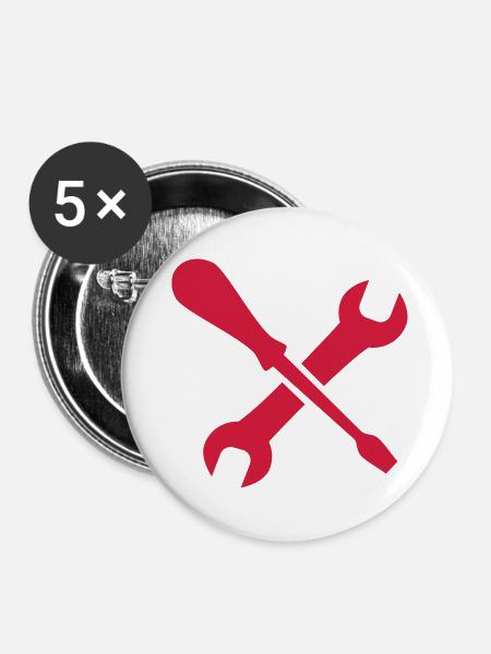 Werkzeug - Buttons klein 25 mm (5er Pack) - Weiß