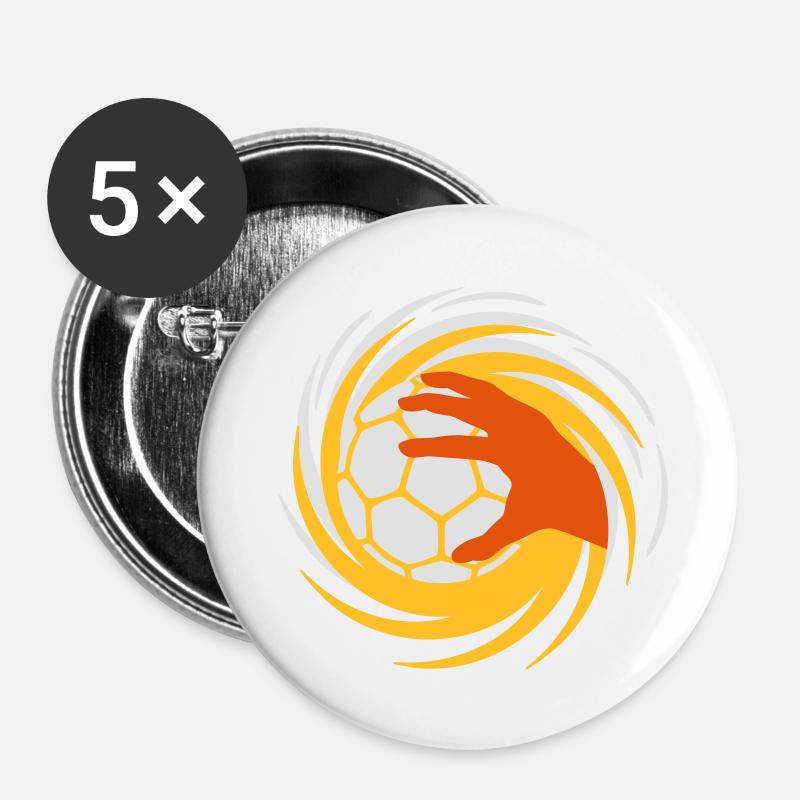 Handball strudel main - Lot de 5 petits badges (25 mm) - blanc