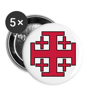 jerusalem cross crusades - Buttons small 1''/25 mm (5-pack) - white - Front