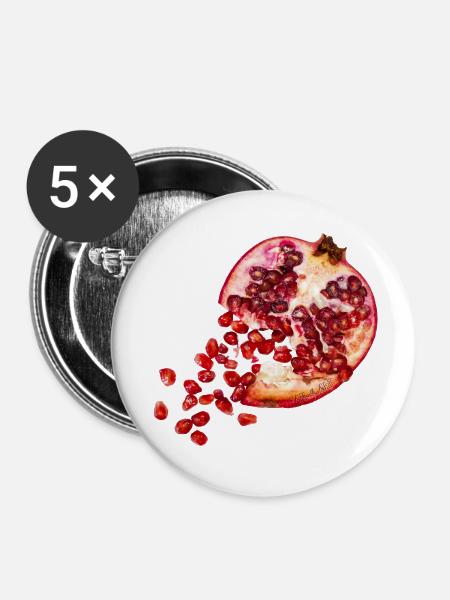 Granatapfel - Buttons klein 25 mm (5er Pack) - Weiß