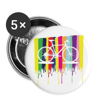rainbow colors bicycle - Buttons small 1''/25 mm (5-pack) - white - Front