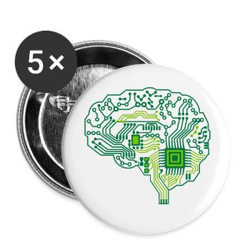 Brain - Buttons small 1''/25 mm (5-pack) - white - Front