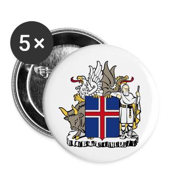 Iceland coat arms - Buttons klein 25 mm (5er Pack) - Weiß - Vorne