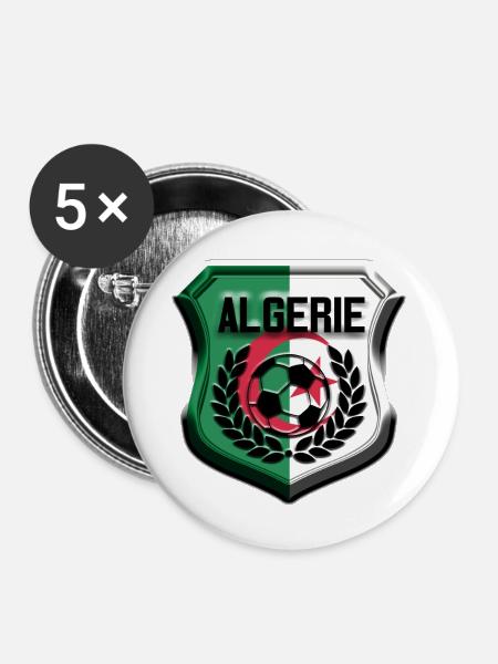 Algerien Fußball - Buttons klein 25 mm (5er Pack) - Weiß