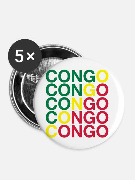 CONGO Flagge Kongo - Buttons klein 25 mm (5er Pack) - Weiß