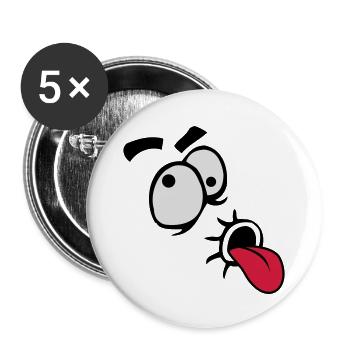 Funny Comic Face Cool Tongue Stick Out - Buttons small 1''/25 mm (5-pack) - white - Front
